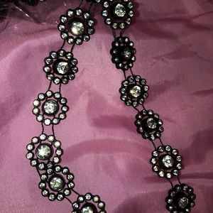 Flower rhinestone fabric trim